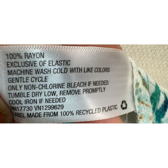 Knox Rose Womens Palm Print Midi Dress L White Green Strappy Smocked Bodice - Picture 3 of 14